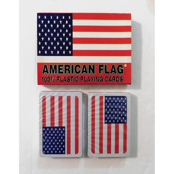 American Flag Playing Cards Double Deck Set 100% Plastic Sealed - Picture 2 of 5